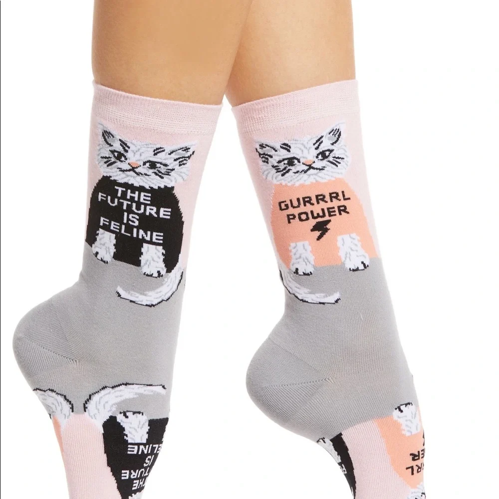 YELLOW OWL WORKSHOP THE FUTURE IS FELINE WOMENS SOCKS OS NWT